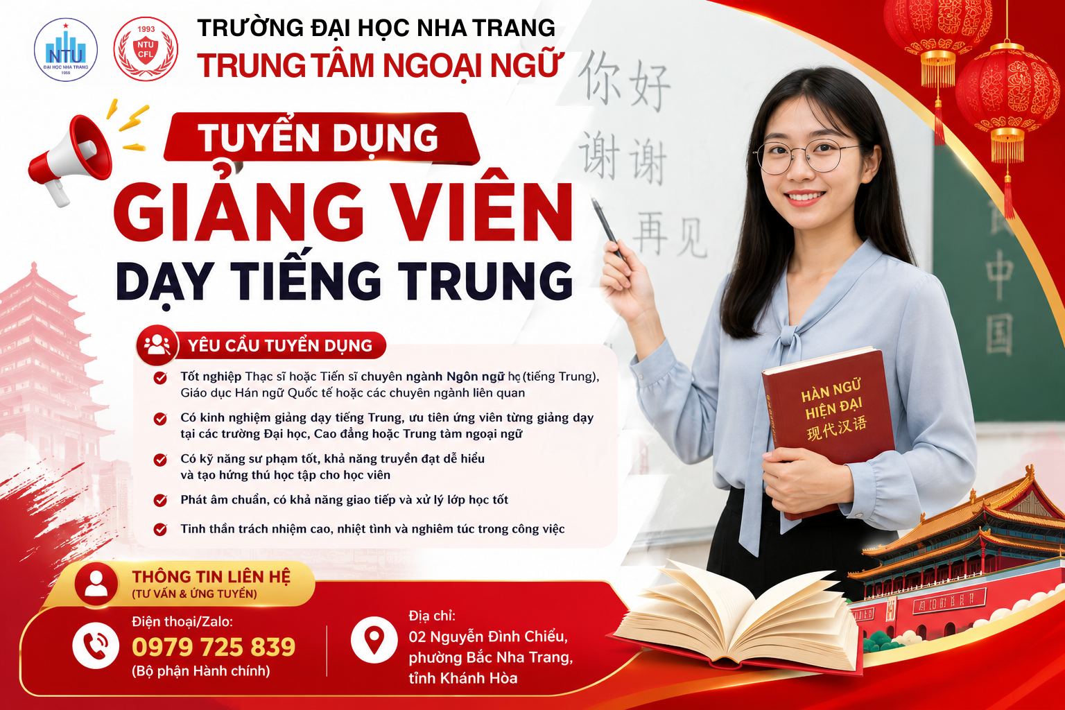Tuyển dụng giảng viên dạy Tiếng Trung