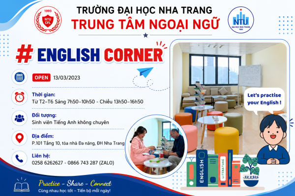ENGLISH CORNER - Nơi thực hành tiếng Anh miễn phí cùng giáo viên bản ngữ
