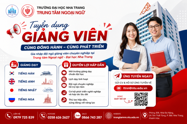 Tuyển Dụng Giảng Viên Ngoại Ngữ Trình Độ Thạc Sĩ Tại Nha Trang | NTU-CFL